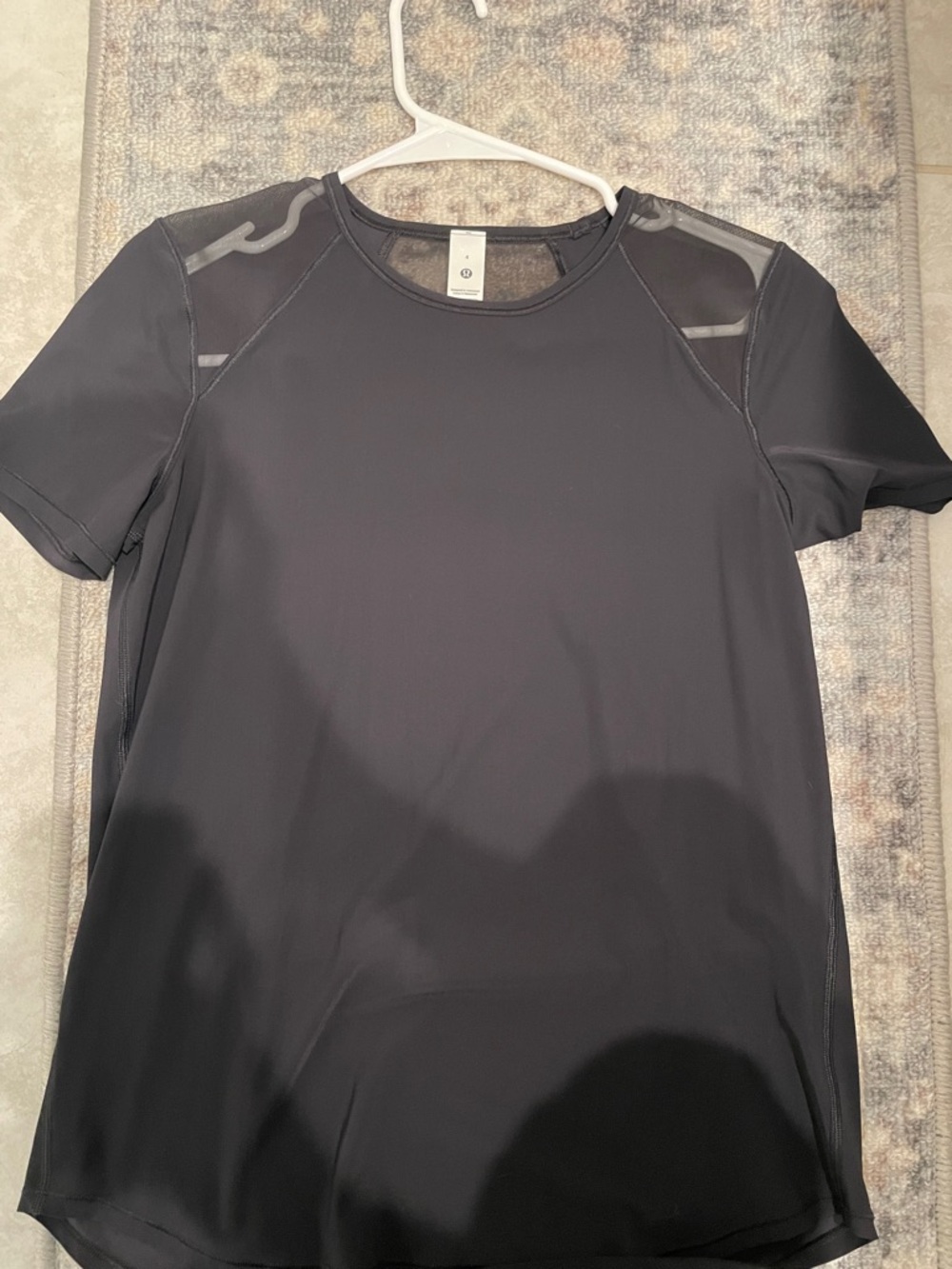 Lululemon Black Mesh-Inset Short Sleeve Top